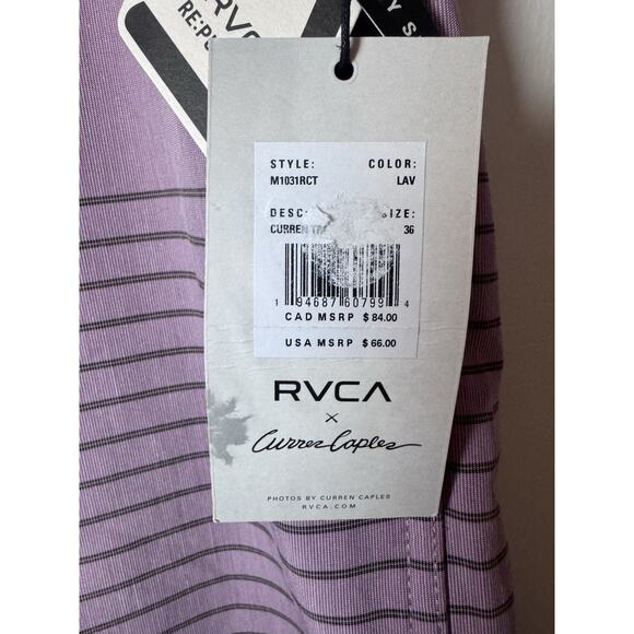 RVCA Standard Curran Swim Trunks Board Shorts Purple Sz 36 Mid Length 18" NWT - Picture 7 of 16